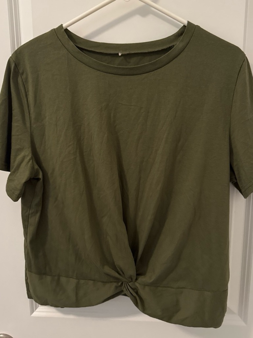 Olive Twist-Front Short Sleeve Tee